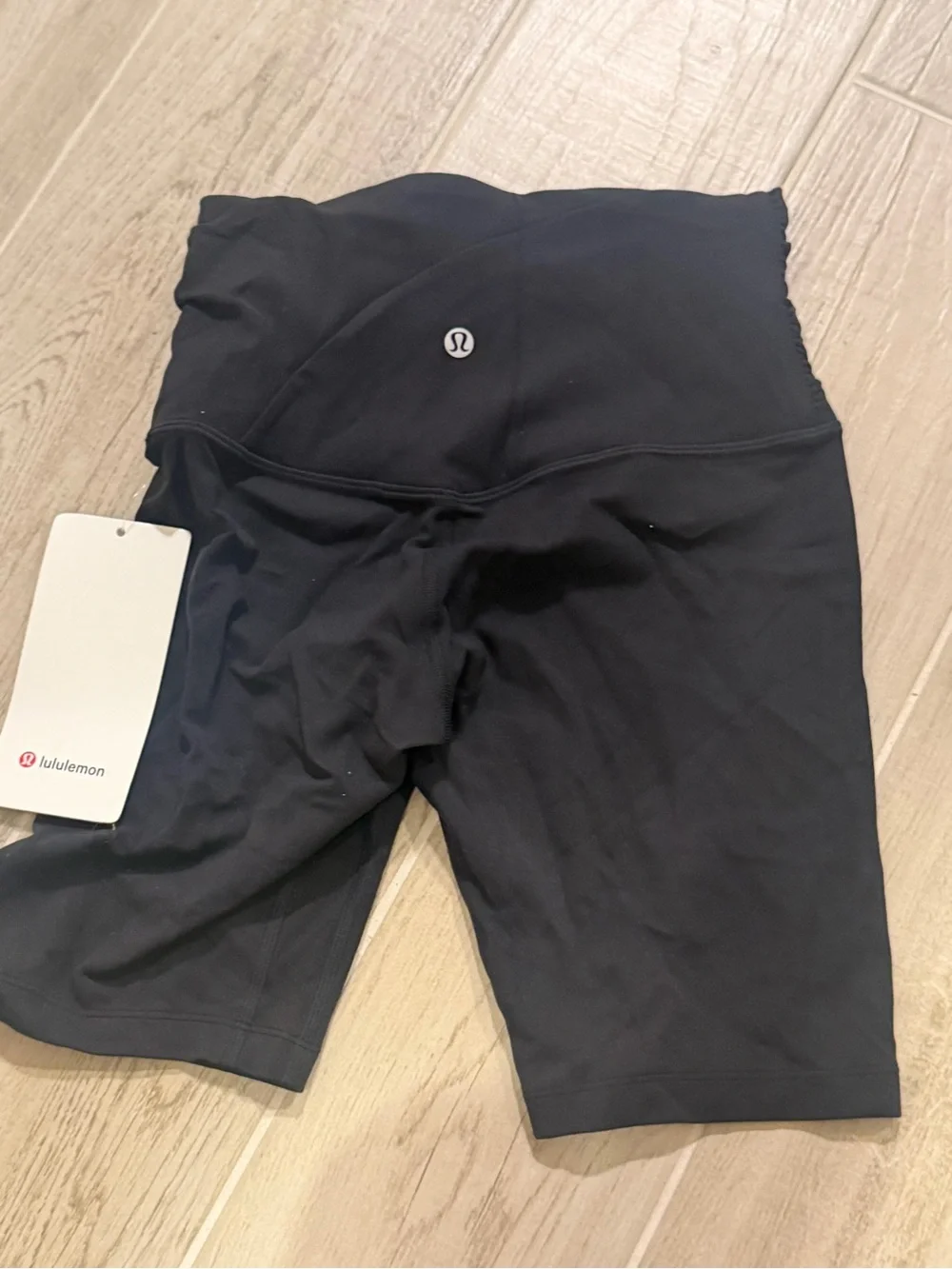 lululemon athletica align black ruched waist hr short 8”